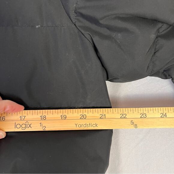 Ralph Lauren Black Quilted Down Puffer Coat Womens Large Removable Fur Trim - Picture 9 of 12